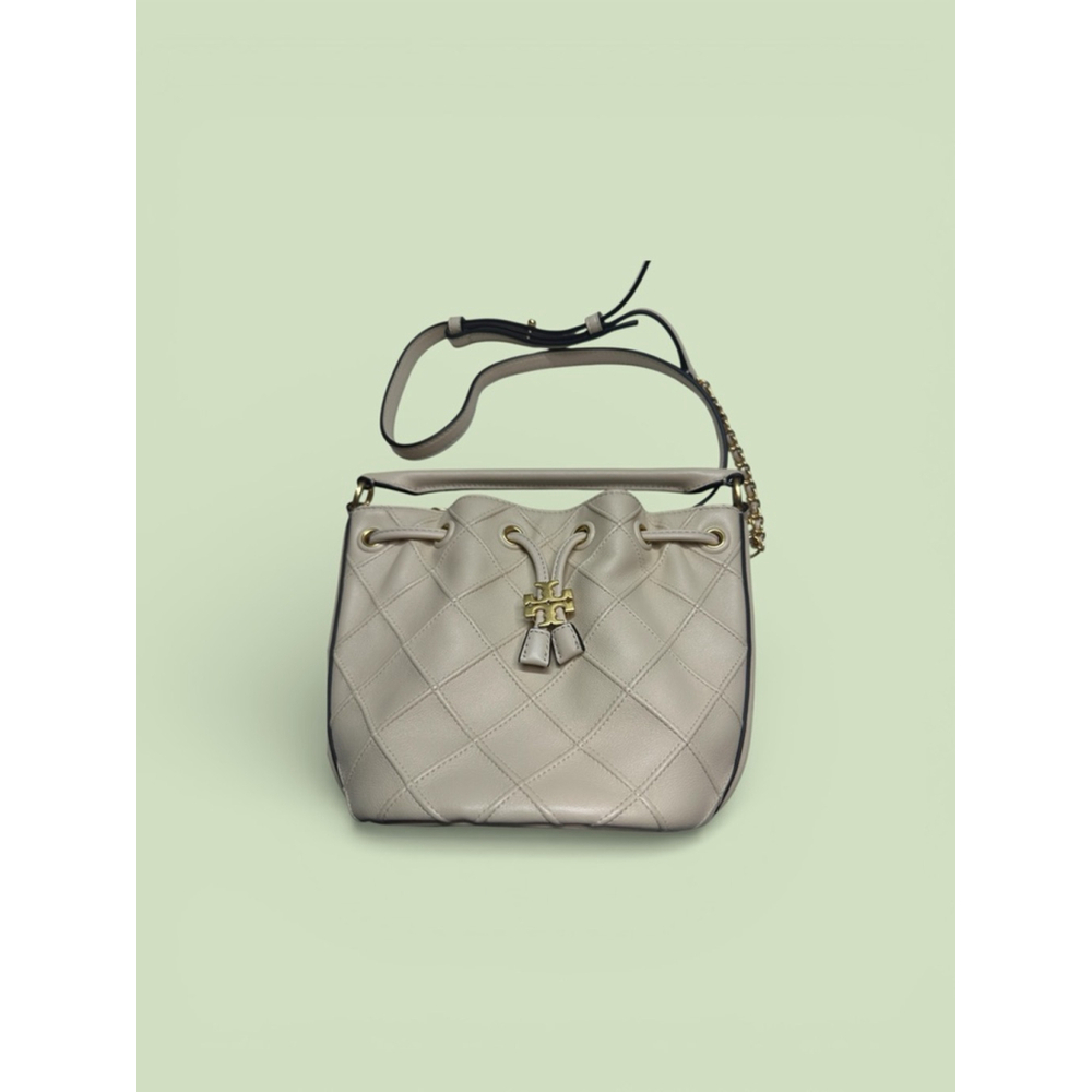 Women's Tory Burch Quilted Drawstring Crossbody Bag One Size Beige Gold